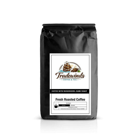 Coffee with Mushrooms, Dark Roast - Tradewinds Coffee and Tea Co.