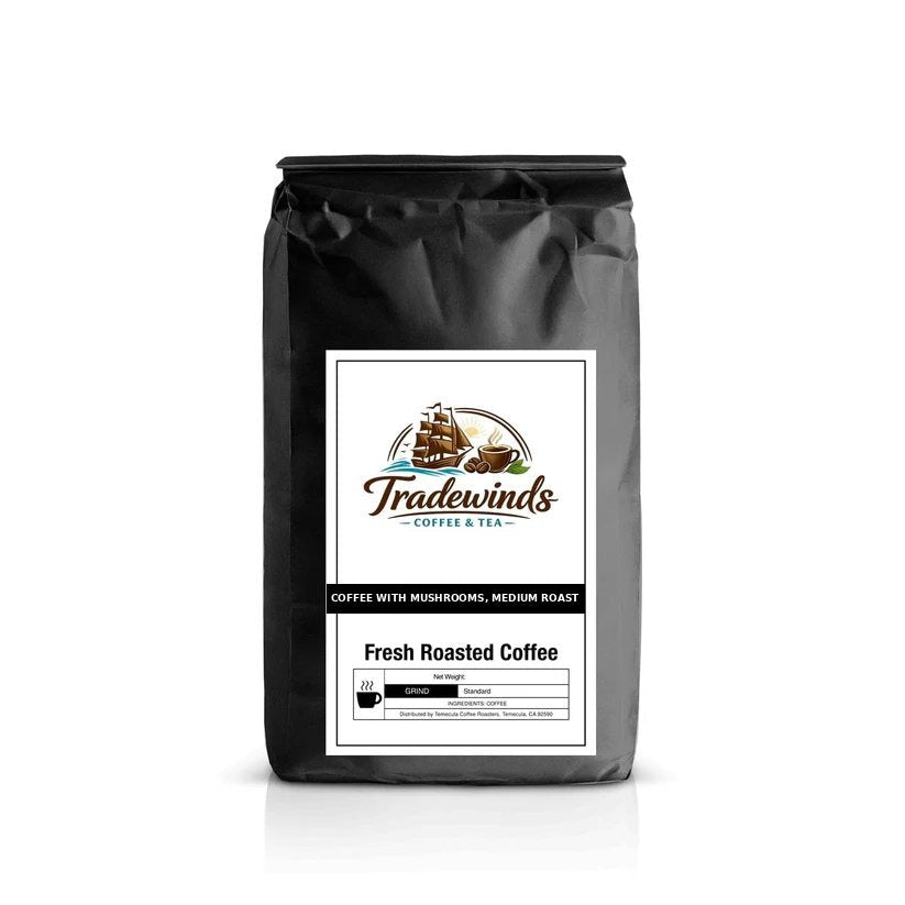 Coffee with Mushrooms, Medium Roast - Tradewinds Coffee and Tea Co.